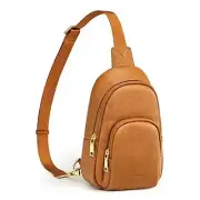 Leather Sling Bag for Women Men RFID Blocking Small Crossbody Sling Brown