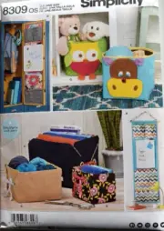 SIMPLICITY PATTERN 8309 ORGANIZERS BINS TO MAKE UNCUT FF