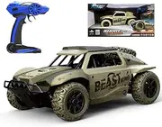 Kids Remote Control Car Army Green RC Truck 4WD 2.4Ghz Buggy Hobby Crazy Off-Road RC Racing Car Military RC Buggy Style 15-20 kmph 1:18 Scale w/Oversize Rubber Tyres!
