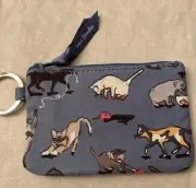 Vera Bradley Zip ID Case with Key Ring in Cats Meow. NEW With Tag