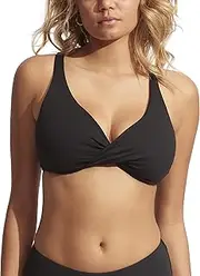 [Seafolly] Women's F Cup Wrap Front Bikini Top Swimsuit