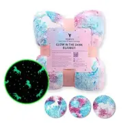 VUDECO Glow in The Dark Blanket for Kids Throw Blanket 50 x 60 inches- Rainbow