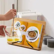 Desktop Bamboo Book Stand with Adjustable Six Angles, Portable Cookbook Stand...