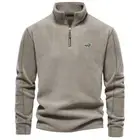 Autumn and Winter Men'S High-Quality Embroidered Wool Zipper Pullover Jacket, Ne