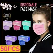 50PCS Comfortable Face Mask Adult Cartoon 3-Layer Earloop 7 Colors Face Masks