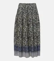 [Ulla Johnson] Ulla Johnson Avia pleated cotton-blend midi skirt AU 10 blue