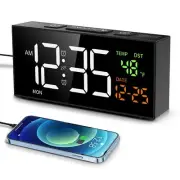 Alarm Clocks for Bedrooms, Digital Clock with Date Temperature and Weekday,
