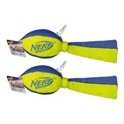 2x Nerf Dog 12" Trackshot Football w/Tails Flyer Plush Tug Pet Toy Water-Resist.