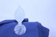 Empty Perfume Bottle Feather Design Frosted Vanity Collectible Vintage