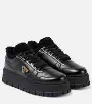 [Prada] Prada Shearling-lined leather platform sneakers AU 6.5 black