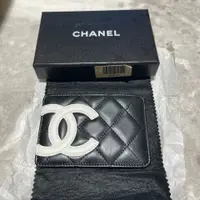 在飛比找PopChill優惠-[二手] CHANEL 雙C logo 黑色真皮 信用卡夾