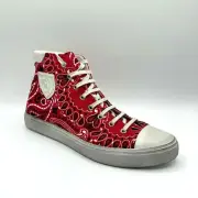 $695 Saint Laurent Bedford Men Red/White Dirty Washed Hi-top Sneaker 553582 6576