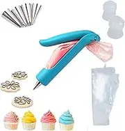 11-Piece Cake Decorating Kit – Blue DIY Cake Decor Pen Supplies with 4 Different-Shaped Nibs, 4 Nozzles Decorative Bags and 2 Couplers Icing Pens, Piping Tips & Tools for Cookies, Cupcakes, Fondant