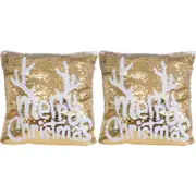 2x LVD Cushion Pillow Sequin Christmas Sofa/Lounge Bedding Home Decor 40x40cm