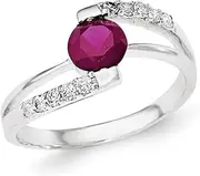[JewelryWeb] 925 Sterling Silver Polished Red CZ Simulated Diamond With Cubic Zirconia Accents Ring Band Style-Ring for Women