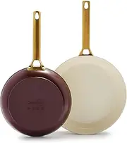 [GreenPan] Padova Hard Anodized Healthy Ceramic Nonstick, 10" and 12" Frying Pan Skillet Set, PFAS-Free, Induction, Dishwasher Safe, Truffle Brown