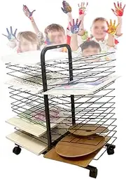 Art Drying Rack,Classroom Drying Rack,(30-Layer Shelf) Metal Art Work Storage Display Rack,Space Saving Rack for Suitable for Drying Oil Paintings Art School and at Home