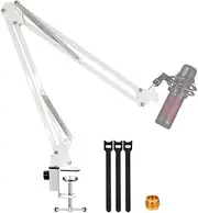 For Hyperx Quadcast White Boom Arm, Boom Scissor Arm For Hyperx Quadcast S, Professional Adjustable Mic desk mount White Stand, Compatible With RGB USB Condenser Microphone Hyperx Quad cast S