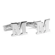 Sterling Silver A-Z Initial Cufflinks for Men, 25 Alphabet Initial Letter Wed...