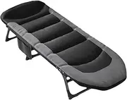 Nap Bed Iron Alloy Camping Bed, 6-Level Adjustable Folding Cot for Outdoor Office, Portable Folding Bed with Mattress for Sleeping Updated Design