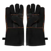 Extreme Heat&Fire Resistant Gloves Leather with Stitching,Mitts Perfect for Fireplace,Stove,Oven,Grill,Welding,Bbq,Mig,Pot Holder,Animal Handling,B...