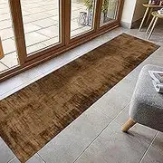 Modern Brown Hallway Runner Rug，Soft Non Slip Easy to Clean Corridor Kitchen Bedroom Entryway Runner Carpet，80X200CM Doormat 60x350cm 100x600cm(2ft×14.8 ft/60×450cm)