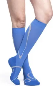Sigvaris Motion High Tech Knee-High Socks, Short, Steel Blue, 20-30mmHg (Size: L