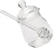 MAGICLULU 1Set Stylish Glass with Dipper Food Storage Container for Honey Jam and Seasonings Design for Kitchen Easy to Use Without Mess