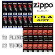 New Zippo Lighter 12 Flint Pack and 12 Wick Packs (72 Flints&12 Wicks)