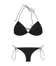 glitter-embellished triangle bikini S,M Black