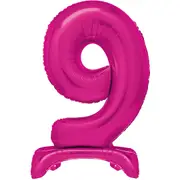 Hot Pink Number 9 Stand Up Air Fill Balloon 76cm