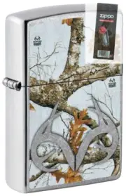 Zippo 49818 Realtree Camo Logo Street Chrome Windproof Lighter + FLINT PACK