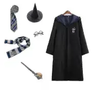 Harry Potter 6pc Set Magic Wizard Fancy Dress Cape Cloak Costume blue 125cm