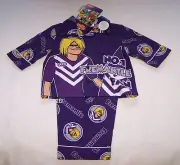 Fremantle Dockers AFL Boys Mascot Purple Flannel Pyjama Set Size 1 New