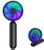 Portable handheld fan, personal USB handheld fan with RGB color lights, 5-speed