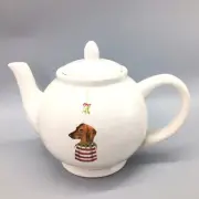 Rae Dunn Christmas Teapot Dachshund Dog Mistletoe Elf Doxie Holiday 2017 NEW