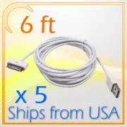 5 X 6FT 30 PIN USB DATA SYNC POWER CHARGER CABLES IPHONE IPAD IPOD CLASSIC NANO