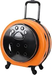 Pet Trolley Crate with Wheels Dog Trolleys on Wheels Cat Puppy Dog Carrier for Camping, Orange