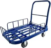 Flatbed Cart Fenced Cart Trolley with Guardrail Enclosure Silent Flatbed Transporter Folding Trailer Stall Express Hand Truck(Medium)(One Color M)