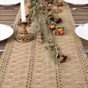 Socomi Burlap Small Table Runner Boho Rustic Macrame Spring Easter Jute Vintage