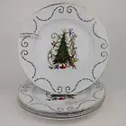 Set of 4 Dr Seuss How The Grinch Stole Christmas Tree Who Dinner Plates White