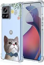 [SEAHAI] Case for Motorola Edge 30 Ultra, Colourful Beautiful Pattern, Ultra Thin Transparent Mobile Phone Case, Soft Silicone TPU Bumper Shockproof Case - Cat