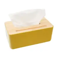 在飛比找momo購物網優惠-北歐風木質面紙盒-灰黃