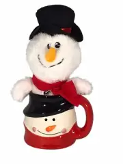 Snowman Mug Cup w/ Bonus Plush Snowman Royal Norfolk Red White