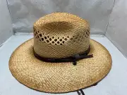 NEW STETSON MEN STRAW HAT LAKE PLACID S / M LEATHER BAND / STRING 31/4