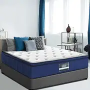 Giselle Bedding Queen Mattress Bed Mattresses Cool Gel Memory Foam 34cm Thickness, with 7-Zone Pocket Spring System and Breathable Euro Top, 5Yrs Warranty, Medium Firm, White + Blue Vacuum Packed