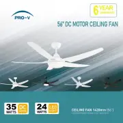 56" 142Cm DC Fan 6 Speed Remote Control 24W 3CCT LED Light Optional