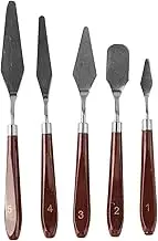 Stainless Steel Palette Knife Set, Wood Handle Painting Knives, 5 Acrylic Paint Knifes for Oil, Acrylic Painting