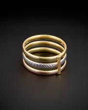 14K Italian Gold Tri-Tone Triple Band Ring