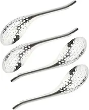 MAGICLULU 4pcs Caviar Slotted Spoon Set Stainless Steel Mesh Strainer Kitchen Gadgets Ergonomic Handle Long-Lasting for Cooking